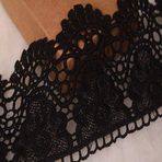 9 cm Genişliğinde Kumaş Avrupa Taç Desen Elastik Nakış Dantel Perdeler, Masa Örtüleri, Astarlar, Kendin Yap Gelinlikler/Aksesuarlar.(Her Pakette 2 Yard ) (Siyah)