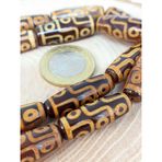 9 Göz Tibet Akik Taşı Silindir Kesim 10x30mm/adet (45782-1)