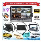 9 inç Kayıtlı Dörde Bölünür Monitör 256GB SD Destekli 4 Kamera Takılabilir 4 Pin Soketli