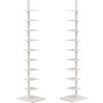9 Katmanlı Metal Omurga Kitaplık Dar Kitaplık Üç Taraflı Serbest Döndürme Ayarlı Küçük Alanlar için Dikey Kule Kitaplar için Uzun ve Dar Merdiven Kitaplık Beyaz (40 cm D x 40 cm G x 6 cm