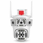 9 MP Ultra HD 3 Lensli Dış Mekan Akıllı IP Güvenlik Kamerası, Gece Görüşlü Hareket Takipli Sesli Alarmlı Çift Yönlü Sesli PTZ Döner Başlıklı Mobil Uygulama Uyumlu IP66 TF Kartlı WiFi Kamera Sistemi
