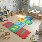 9 Parça Çok Renkli Sayılar Puzzle Yer Matı EVA Malzemeden Üretilmiş Eğitici ve Güvenli Oyun Alanı