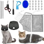 9 Parça Kedi Banyo Çantası Seti, Kedi Duş Çantası, Isırma Önleyici ve Çizilmez Kedi Bakım Çantası, Evcil Hayvan Yıkama Fırçası Tarağı, Kedi Ağızı, Tırnak Törpüsü, Kene Aracı (Mavi, Gri)