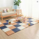 9 Parça Set 33x33 13mm Tatami 100x100 Kurulumlu Oyun Spor Halısı Minderi Puzzle Minder Zemin Kaplama (lacivert-taba-beyaz)