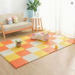9 Parça Set 33x33 13mm Tatami 100x100 Kurulumlu Oyun Spor Halısı Minderi Puzzle Minder Zemin Kaplama (sar-turuncu-beyaz)