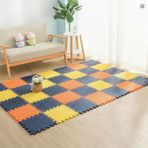 9 Parça Set 33x33 13mm Tatami 100x100 Kurulumlu Oyun Spor Halısı Minderi Puzzle Minder Zemin Kaplama (sarı-turuncu-lacivert)
