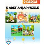 9 Parçalı Montessori Ahşap Puzzle Seti – 2‑3 Yaş Eğitsel Oyun