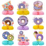 9 Petek Donut Merkez Parçaları, Çocuklar ve Yetişkinler İçin Sevimli Donut Parti Süslemeleri, Doğum Günü Kutlamaları İçin Masa Üstü Donut Süslemeleri