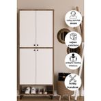 9 Raflı 4 Kapaklı Modern Ayakkabılık , Kiler Dolabı , Çok Amaçlı Dolap - Beyaz - Ceviz