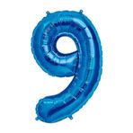 9 Rakam Mavi Folyo Balon 34 İnç 76-82 Cm