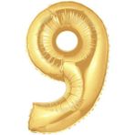 9 Rakamı Altın Folyo Balon