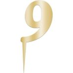 9 Rakamı Gold Pleksi Pasta Süsü