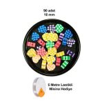 90 Adet 10 Mm Polimer Kil Fimo Boncuk Takı Bileklik + 5 Metre Lastikli Misina Hediye - Desenli Kalp