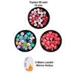90 Adet 10 Mm Polimer Kil Fimo Boncuk Takı Bileklik + 5 Metre Misina Hediye - Deniz - Kalp - Yuvarlak