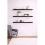 90 Cm 3Lü Mat Siyah Mdf Uçan Duvar Rafı Gizli Bağlantı Kitaplık