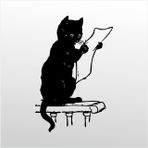 90 cm Gazete Okuyan Kedi Folyo Sticker