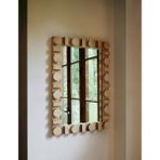 90 x 60 cm Doğal Ahşap Duvar Aynası - Açık