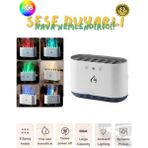 900 ml Ultrasonik Hava Nemlendirici Buhar Makinesi ve Aroma Difüzörü 6 Spray Rgb Modlu Sese Duyarlı - Beyaz