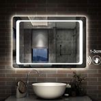 900x650 LED Işıkları ile Banyo Aynası Buğu Çözücü Pad IR Hareket Sensörü IP44 Modern Ev Dekorasyonu için Su Geçirmez Şık Peyzaj Tasarımı