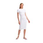 90327 Fitilli Midi Boy Elbise-beyaz