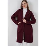 9085 Kaşe Kaban - Bordo - 38
