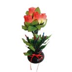 90'lar Temalı Dekoratif Işıklı Yapay Çiçek 27cm (Turuncu-Sarı Gül)