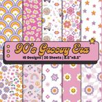 90's Groovy Era Scrapbook Paper Craft Pad: 10 Retro Pattern Designs, 20 Double-Sided Sheets Printed on 8.5"x8.5" Sized Paper With Premium Color. ... Collage, Cardstock, Gift Wrapping and More!