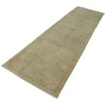 90x348 cm Tebriz Yeşil Klasik Yün El Dokuma Modern Geometrik Etnik Eskitme Desenli Boho Oturma Odası Salon Yolluk Koridor Mutfak Halısı