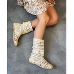9100 Bereket Kundura Bej Renk Bayan Dantel Çizme Espadril