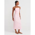 91479 Büzgülü Midi Elbise-Toz Pembe - 38