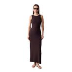 91652 Fitilli Midi Elbise-Koyu Kahve 36