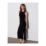91652 Fitilli Midi Elbise-Siyah 40