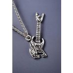 925 Ayar Antik Gümüş Kaplama Rock'N Roll Elektro Gitar Kolye