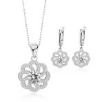925 Ayar Aster Çiçeği Zirconia Taşlı Işıltılı Kolye Küpe Set