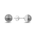 925 Ayar Desenli Oksitli 8 mm Top Kadın Küpe