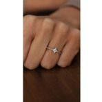925 Ayar Gümüş 0,33 ct Görünümlü Tektaş Yüzük