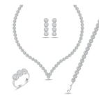 925 Ayar Gümüş 4 Mm Pırlanta Taşlı V Model Su Yolu Set