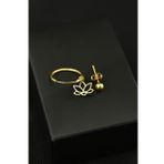 925 Ayar Gümüş Altın Kaplama Lotus Figürlü Halka Ve Top Küpe