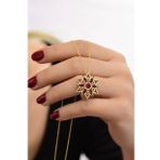 925 Ayar Gümüş Altın Kaplama Ruby Yıldız Kartanesi Kolye