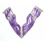 925 Ayar Gümüş Ametist Taşlı Choker Gerdanlık