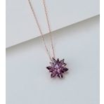 925 Ayar Gümüş Buzlu Lotus Çiçeği Kolye
