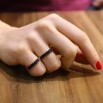 925 Ayar Gümüş Çift Parmak Siyah Taşlı Yüzük