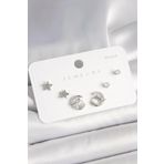 925 Ayar Gümüş Çivi Zirkon Taşlı Hilal Yıldız Model Kadın Küpe Seti - TJ-BKP10398