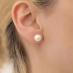 925 Ayar Gümüş Cream Tatlısu İncisi Çivi Küpe-8mm