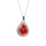 925 Ayar Gümüş Damla Garnet Taşlı Anturaj Kolye