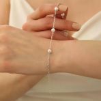 925 Ayar Gümüş Doğal Ve Gerçek Tatlısu İncisi Bileklik Çap:6mm - Cbp00127