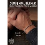 925 Ayar Gümüş Erkek Bileklik 2.5 mm Yuvarlak Zincir Kral Bileklik ST426