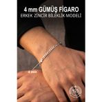 925 Ayar Gümüş Erkek Bileklik 4 mm Figaro Zincir ST423
