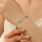925 Ayar Gümüş Gerçek Ve Doğal Barok Mavi Tatlısu İncisi Bileklik Çap:8mm - Cbp00124