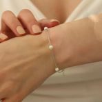 925 Ayar Gümüş Gerçek Ve Doğal Tatlısu İncisi Bileklik Çap:6mm - Cbp00122